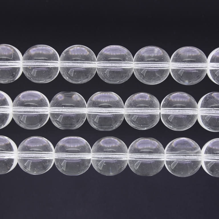 GLASS BEADS ON A STRING UV - BALL - TRANSPARENT - 12mm - TRANSPARENT - PACKAGE (3х65 pcs.) Hole-1.3mm