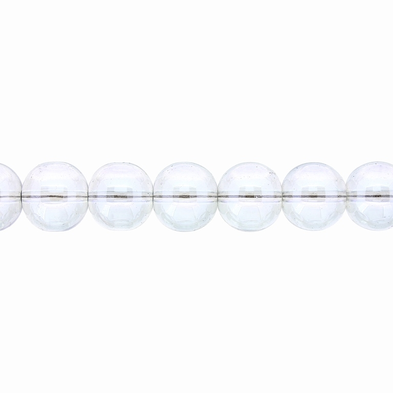 GLASS BEADS ON A STRING UV - BALL - TRANSPARENT - 12mm - TRANSPARENT (GLOSS) - STRING (65 pcs.) Hole-1.3mm