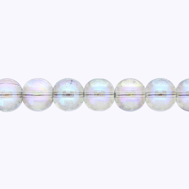 GLASS BEADS ON A STRING UV - BALL - TRANSPARENT - 12mm - GRAY (LIGHT) AND BLUE (RAINBOW) - STRING (65 pcs.) Hole-1.3mm