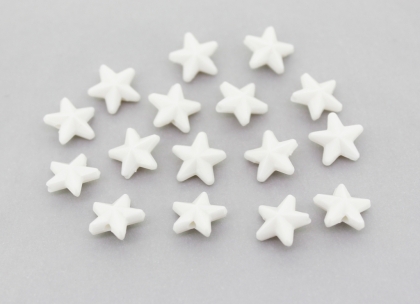 OPAQUE PLASTIC BEADS - STAR 02 - RELIEF 10x5mm WHITE С01 - PACKAGE 500g Hole-1.5mm (2900pcs.)