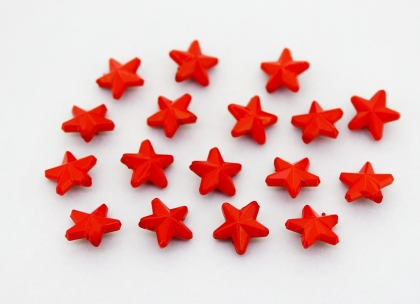 OPAQUE PLASTIC BEADS - STAR 02 - RELIEF 10x5mm RED С07 - PACKAGE 500g Hole-1.5mm (2900pcs.)