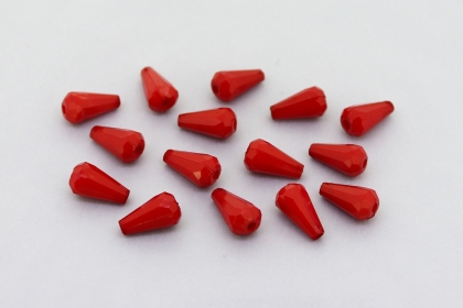 OPAQUE PLASTIC BEADS - DROP FACETED - 11x6mm RED С07 - PACKAGE 500g Hole-1.8mm (2300pcs.)