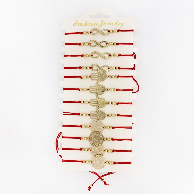 JEWELRY - MACRAME BRACELET - MIXED MODELS G118 - RED - PACKAGE 12pcs.