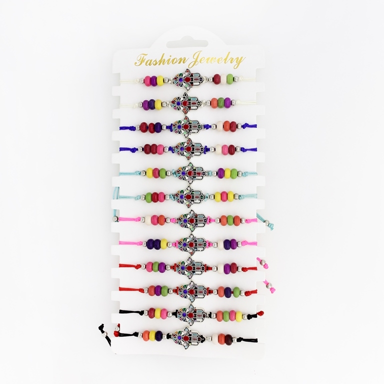 JEWELRY - MACRAME BRACELET - THE HAND OF FATIMA G106 - MIXED COLORS - PACKAGE 12pcs.