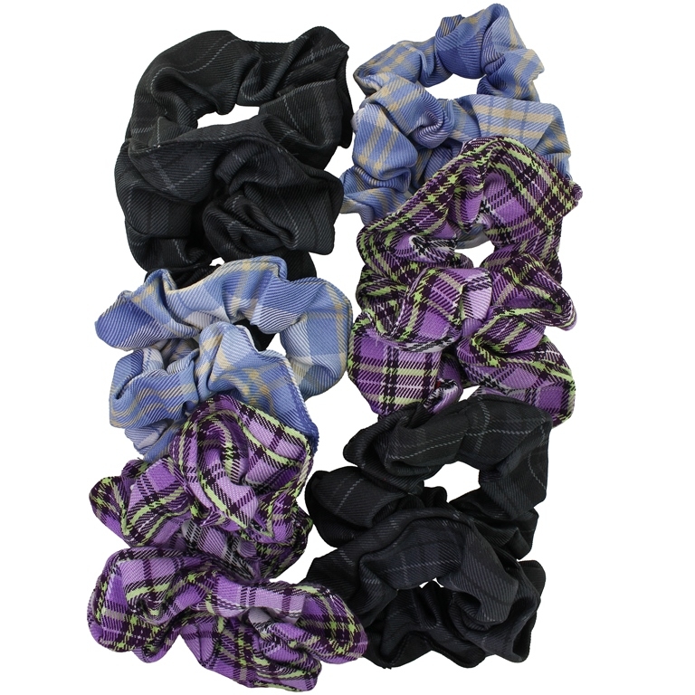 JEWELRY - ACCESSORY FOR HAIR - SCRUNCHIE - POLYESTER COUNTRY CHECK PATTERN - 10cm MIX 07 - PACKAGE (12 pcs.)