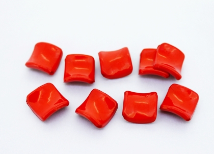 OPAQUE PLASTIC BEADS - SQUARE WAVE - 18.5x7mm RED С07 - PACKAGE 500g Hole-1.8mm (600pcs.)