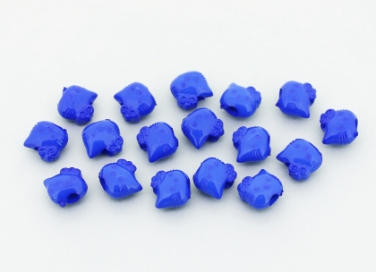 OPAQUE PLASTIC BEADS - KITTY - 8.5x9x6mm BLUE С33 - PACKAGE 500g Hole-3.0mm (1950pcs.)