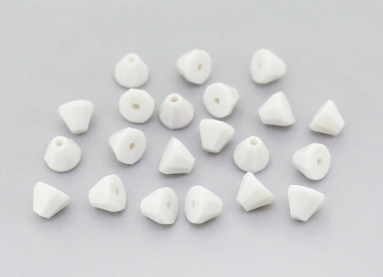 OPAQUE PLASTIC BEADS - CONE - 5.5x6.5mm WHITE С01 - PACKAGE 500g Hole-1.5mm (3750pcs.)