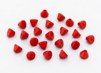 OPAQUE PLASTIC BEADS - CONE - 5.5x6.5mm RED С07 - PACKAGE 500g Hole-1.5mm (3750pcs.)