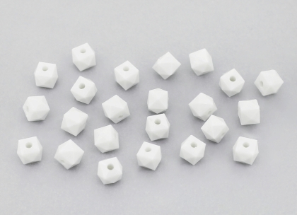 OPAQUE PLASTIC BEADS - CUBE FACETED - 5x6mm WHITE С01 - PACKAGE 500g Hole-1.5mm (5050pcs.)