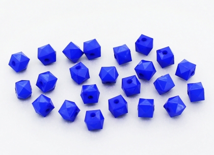 OPAQUE PLASTIC BEADS - CUBE FACETED - 5x6mm BLUE С33 - PACKAGE 500g Hole-1.5mm (5050pcs.)