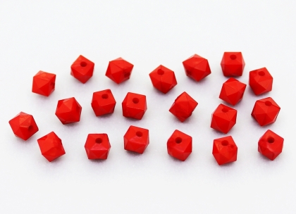 OPAQUE PLASTIC BEADS - CUBE FACETED - 5x6mm RED С07 - PACKAGE 500g Hole-1.5mm (5050pcs.)