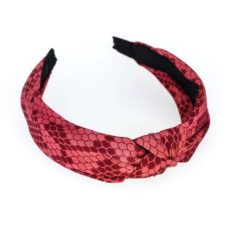 JEWELRY - ACCESSORY FOR HAIR - TIARA TEXTILE WITH KNOT D025 - SNAKE PRINT 01 - RED (LIGHT)-RED (DARK) - 1pc.