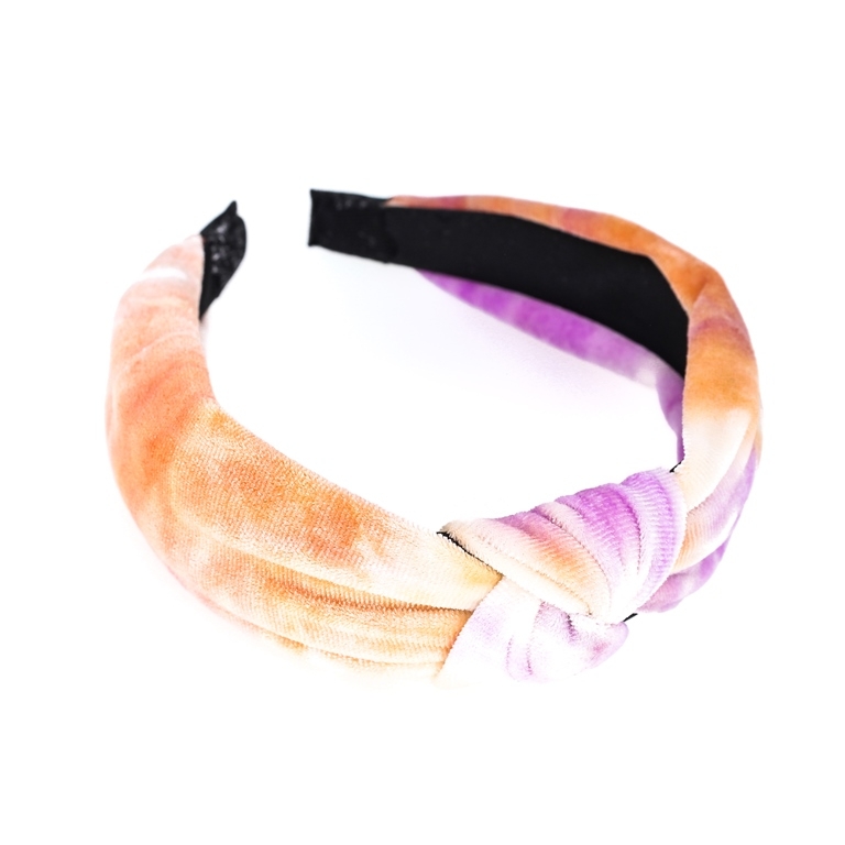 JEWELRY - ACCESSORY FOR HAIR - TIARA TEXTILE WITH KNOT D025 - GRADIENT 01 - ORANGE-PURPLE - 1pc.