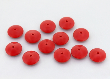 OPAQUE PLASTIC BEADS - FLYING SAUCER - 6.5x14.5mm RED С07 - PACKAGE 500g Hole-2.0mm (820pcs.)