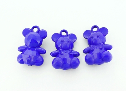 OPAQUE PLASTIC BEADS - BEAR 01 FACETED - 15x35x24mm BLUE С33 - PACKAGE 500g Hole-3.5mm (98pcs.)