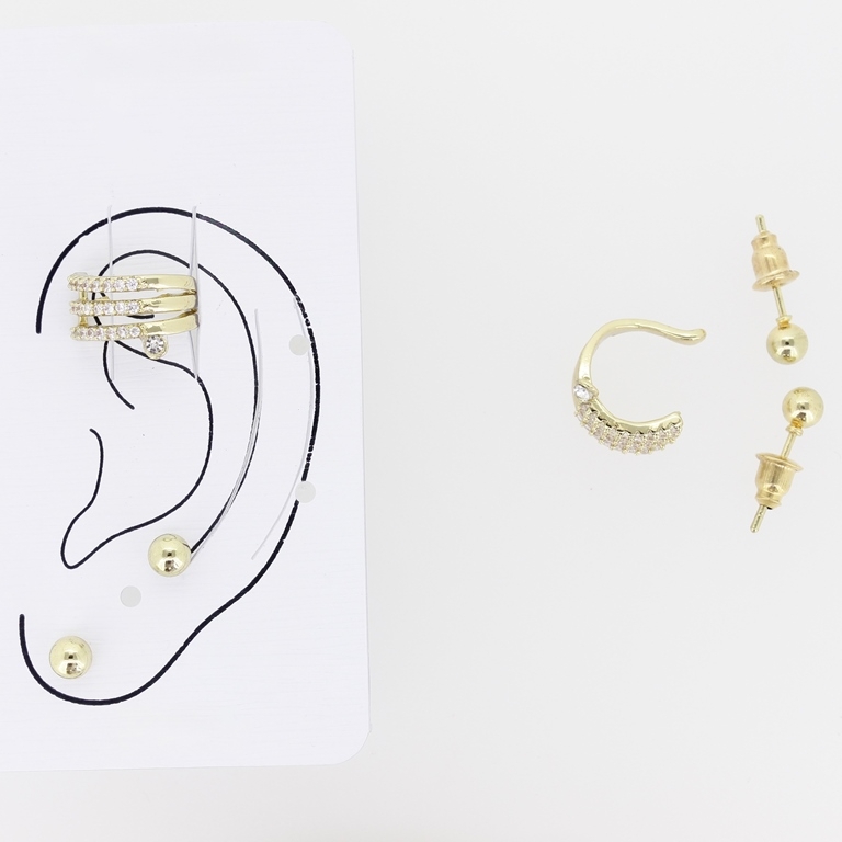 JEWELRY - EAR CUFF - ZIRCON Е342 - GOLD-WHITE - 1 pair