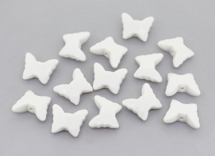 OPAQUE PLASTIC BEADS - BUTTERFLY 04 - FACETED 13x15x6mm WHITE С01 - PACKAGE 500g Hole-1.8mm (890pcs.)