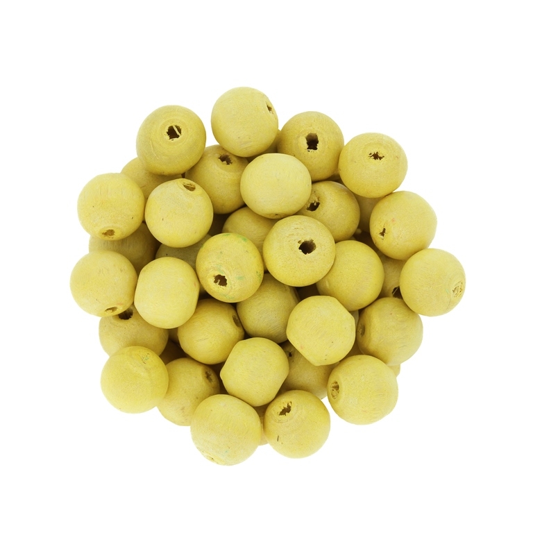 WOODEN BEADS - BALL SHAPED - 9x10mm YELLOW (LIGHT) (MATTE) А08 - PACKAGE 500g (1620pcs.) Hole-3.0mm