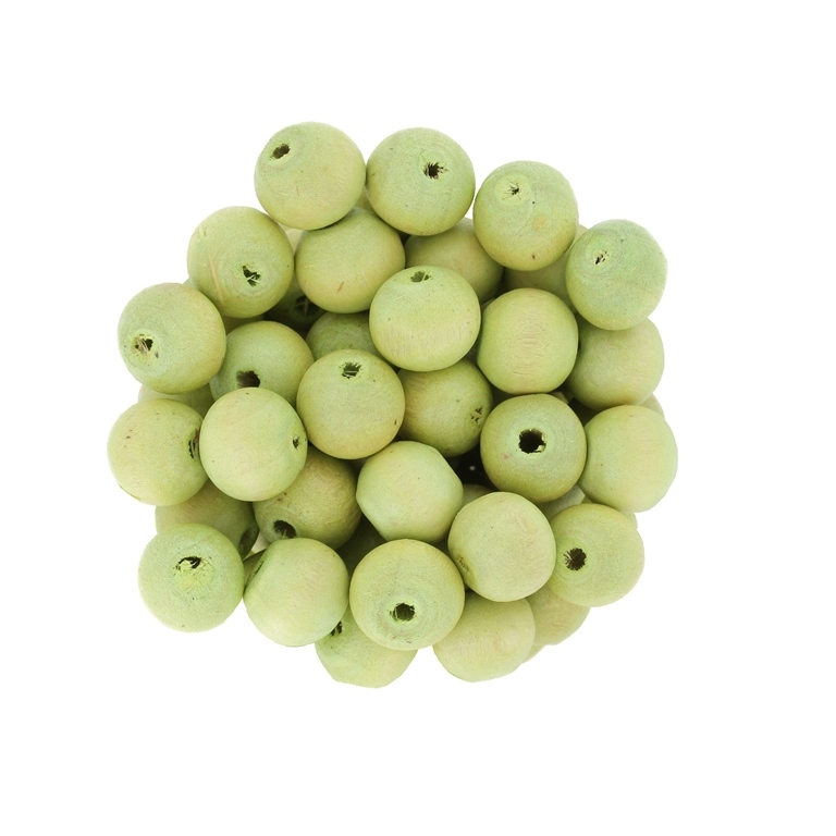 WOODEN BEADS - BALL SHAPED - 9x10mm GREEN (LIGHT) (MATTE) А07- PACKAGE 500g (1780pcs.) Hole-3.0mm