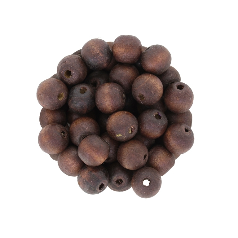 WOODEN BEADS - BALL SHAPED - 9x10mm BROWN (DARK) (MATTE) А19 - PACKAGE 500g (1780pcs.) Hole-3.0mm