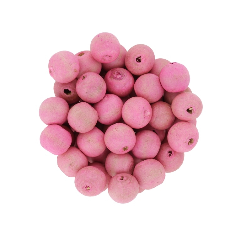 WOODEN BEADS - BALL SHAPED - 9x10mm PINK (LIGHT) (MATTE) А13 - 50g (162pcs.) Hole-3.0mm