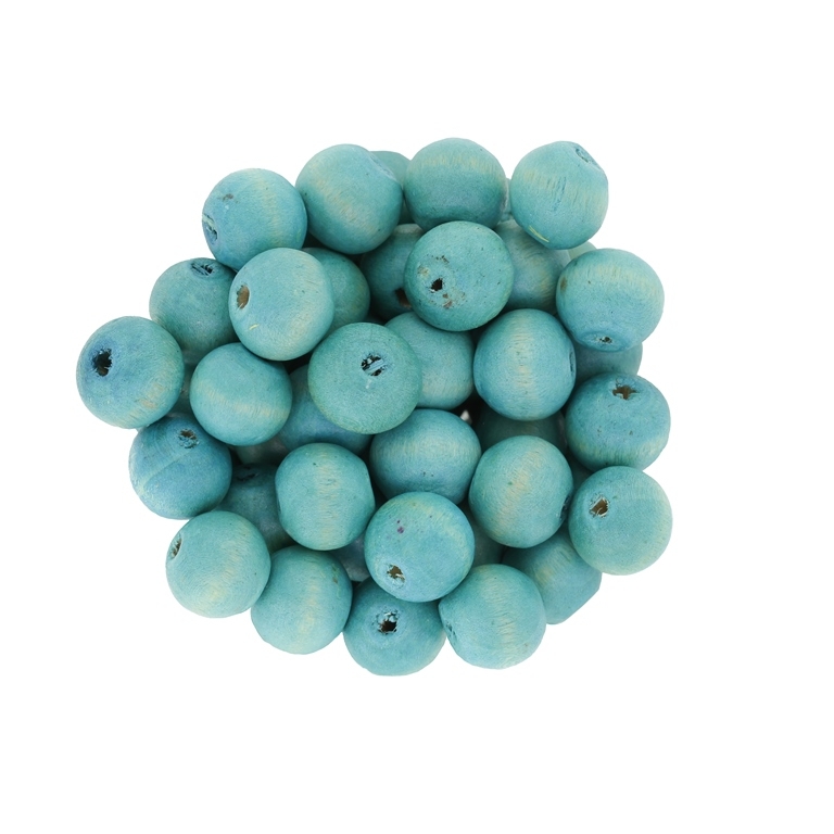 WOODEN BEADS - BALL SHAPED - 9x10mm TURQUOISE (LIGHT) (MATTE) А17 - 50g (162pcs.) Hole-3.0mm