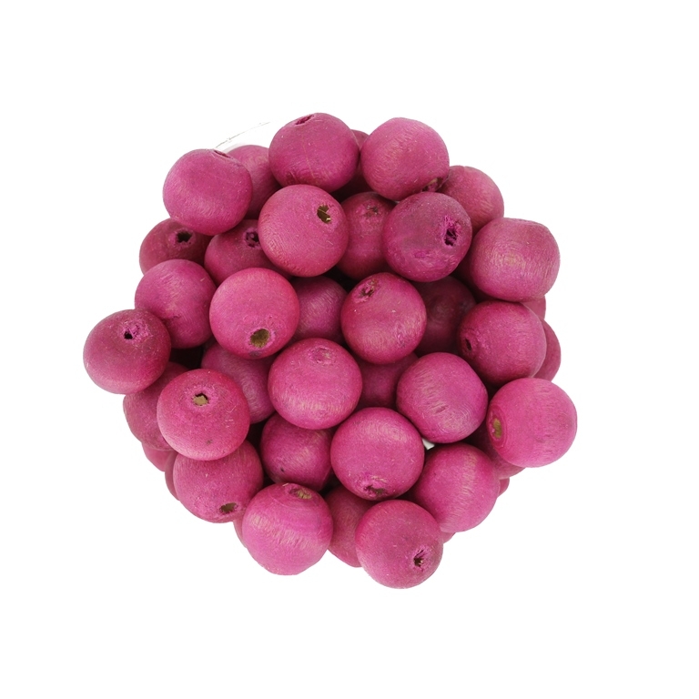 WOODEN BEADS - BALL SHAPED - 9x10mm CYCLAMEN (MATTE) А16 - 50g (162pcs.) Hole-3.0mm