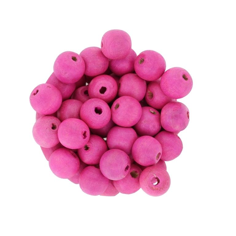 WOODEN BEADS - BALL SHAPED - 9x10mm CYCLAMEN (LIGHT) (MATTE) А15 - PACKAGE 500g (1780pcs.) Hole-3.0mm