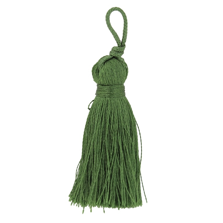 TEXTILE BEADS - TASSEL POLYESTER - 4.0cm GREEN MILITARY 318 - PACKAGE 100pcs.