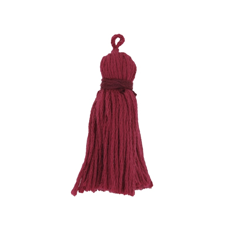 TEXTILE BEADS - TASSEL COTTON - 5.0cm BORDEAUX-BORDEAUX 163 - PACKAGE 50pcs.