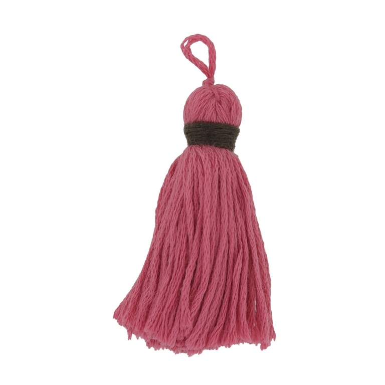 TEXTILE BEADS - TASSEL COTTON - 5.0cm CORAL PINK 160 - 5pcs.