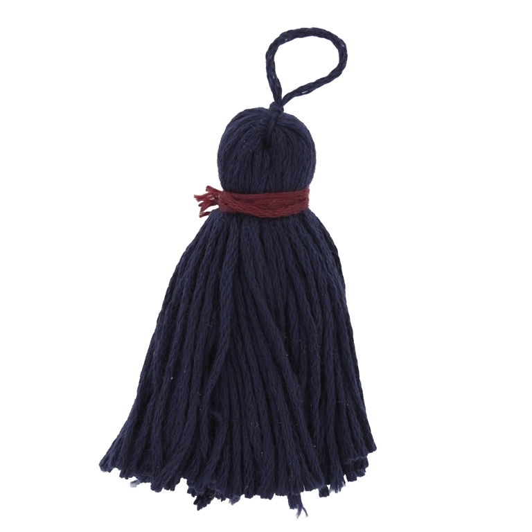 TEXTILE BEADS - TASSEL COTTON - 5.0cm BLUE (DARK)-BORDEAUX 164 - PACKAGE 50pcs.