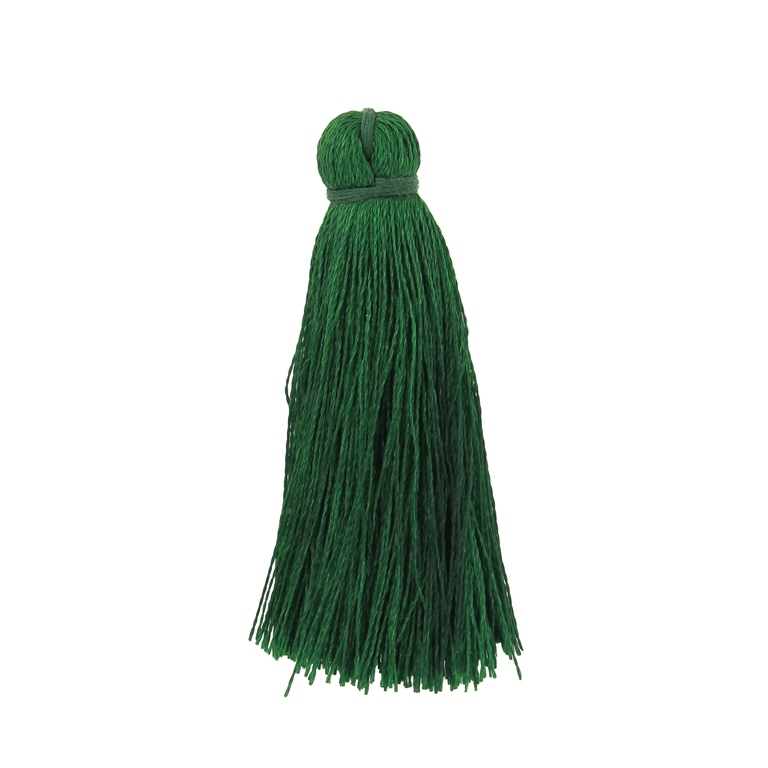 TEXTILE BEADS - TASSEL POLYESTER - 4.0cm GREEN (DARK) 317 - PACKAGE 100pcs.