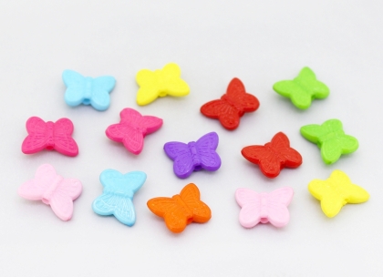 OPAQUE PLASTIC BEADS - BUTTERFLY 05 - RELIEF 11x14x4mm MIX - PACKAGE 500g Hole-2.0mm (1800pcs.)