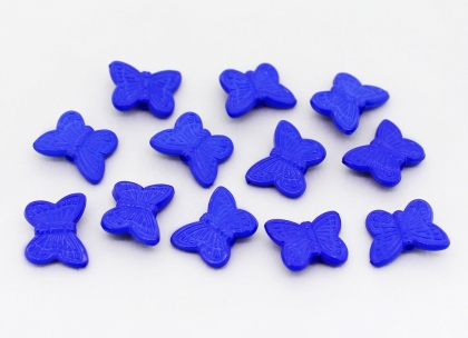 OPAQUE PLASTIC BEADS - BUTTERFLY 05 - RELIEF 11x14x4mm BLUE С33 - PACKAGE 500g Hole-2.0mm (1800pcs.)