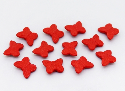 OPAQUE PLASTIC BEADS - BUTTERFLY 05 - RELIEF 11x14x4mm RED С07 - PACKAGE 500g Hole-2.0mm (1800pcs.)