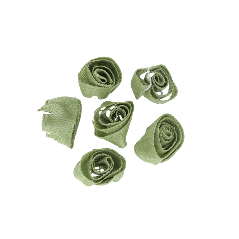 TEXTILE BEADS - SATIN - ROSE 02 - 14mm GREEN (LIGHT) - 50pcs.