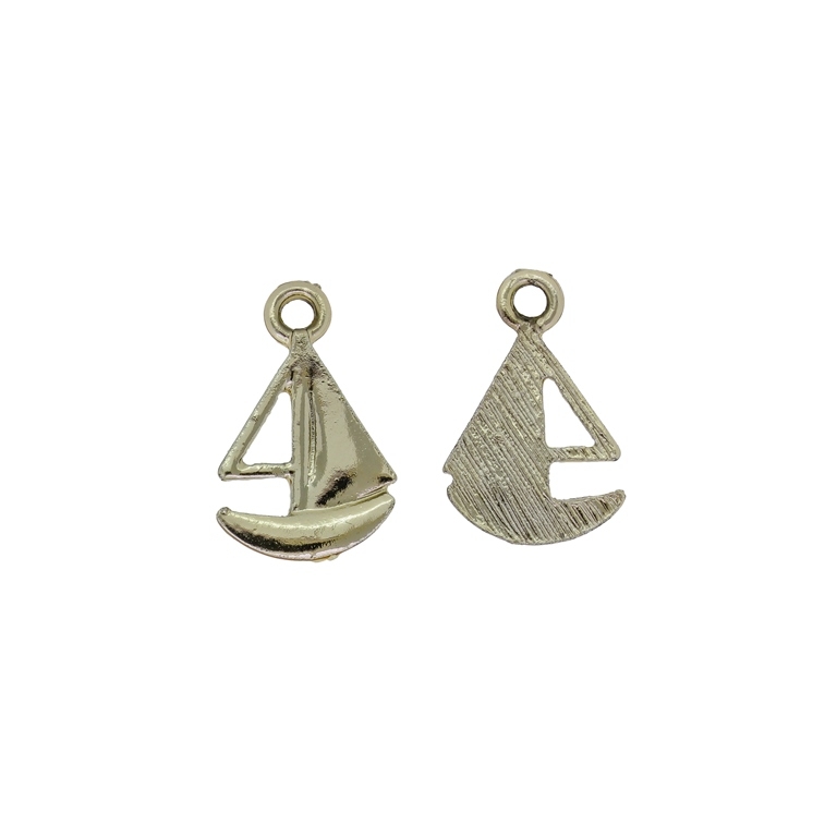 METAL BEADS - PENDANT - SAIL BOAT 04 - 12x19x1mm GOLD - PACKAGE 40pcs. Hole-2.2mm