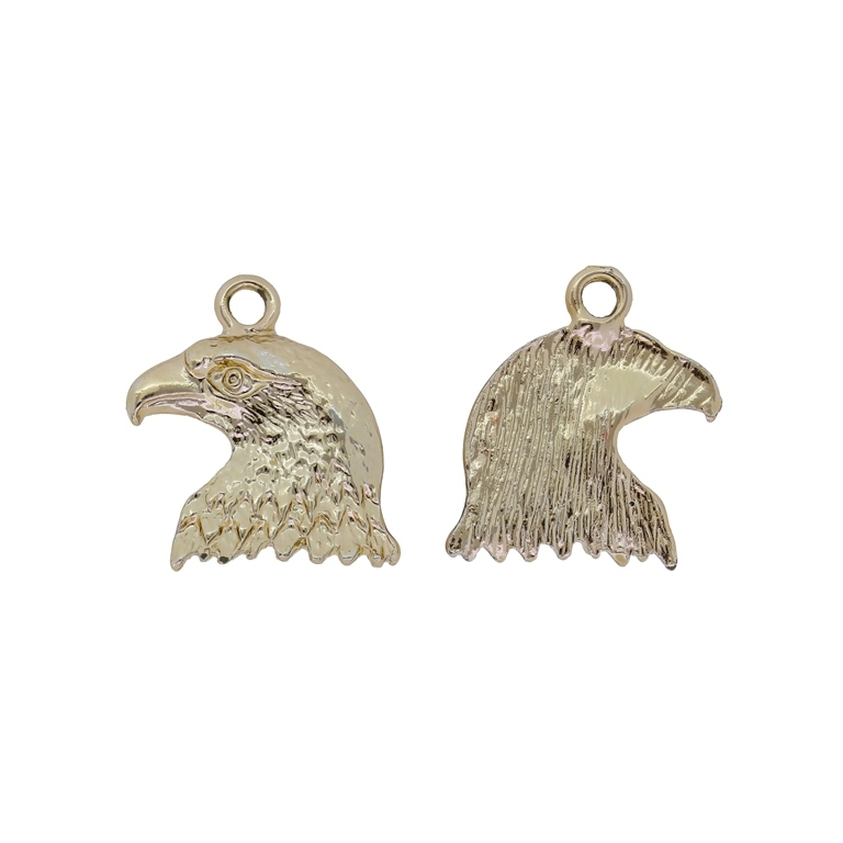 METAL BEADS - PENDANT - EAGLE HEAD 01 - 19x22x2mm GOLD - PACKAGE 40pcs. Hole-2.4mm