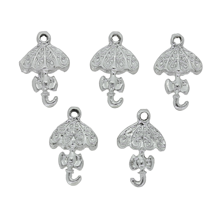 METAL BEADS - PENDANT - UMBRELLA 02 - 13x20x1.5mm SILVER - PACKAGE 40pcs. Hole-1.6mm