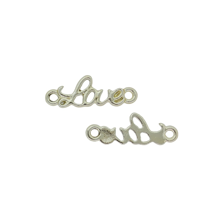 METAL BEADS - CONNECTING ELEMENT - 2 HOLES - LOVE 01 - 8x23x2mm GOLD - PACKAGE 30pcs. Hole-1.8mm