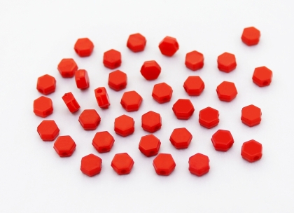 OPAQUE PLASTIC BEADS - HEXAGON - 6x3mm RED С07 - 50g Hole-1.5mm (480pcs.)