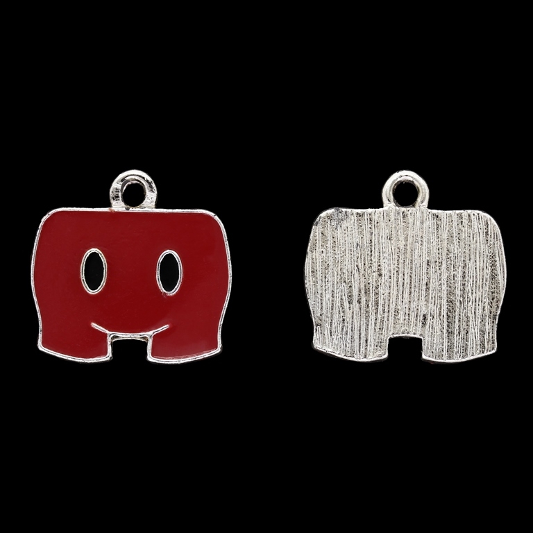 METAL BEADS WITH ENAMEL - UV - PENDANT - MICKEY PANTS 01 - 19x18x2mm GOLD AND RED - 5pcs. Hole-2.0mm