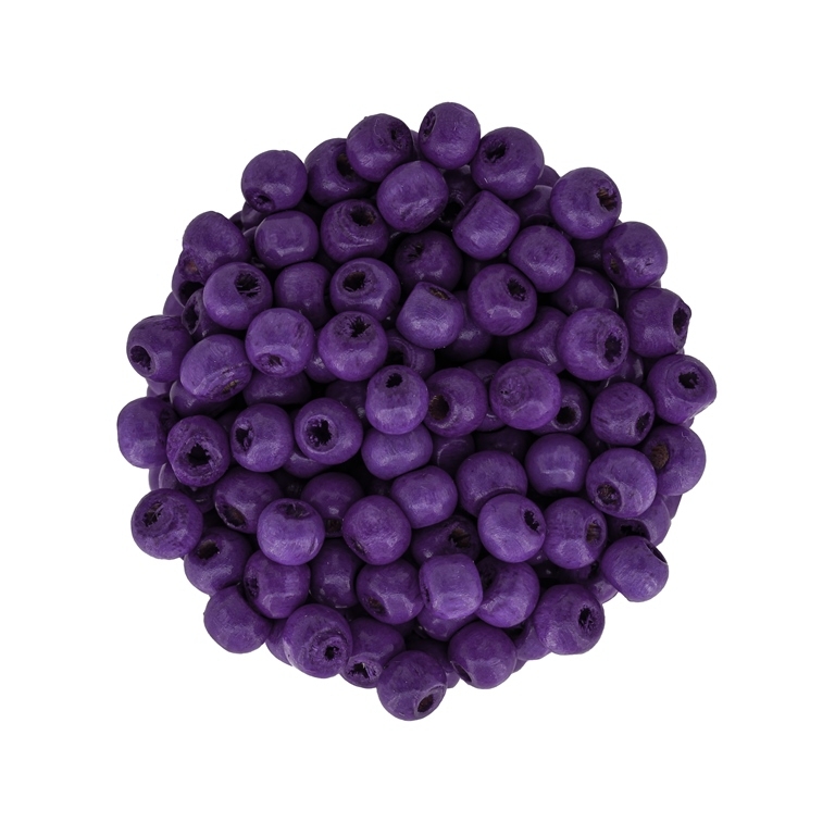 WOODEN BEADS - BALL SHAPED - 5x7mm PURPLE - 50g Hole-2.0mm (700pcs.)