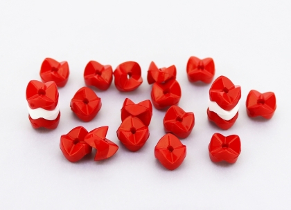 OPAQUE PLASTIC BEADS - PUZZLE 03 - ZIGZAG 7x9.5mm RED С07 - PACKAGE 500g Hole-1.8mm (1720pcs.)