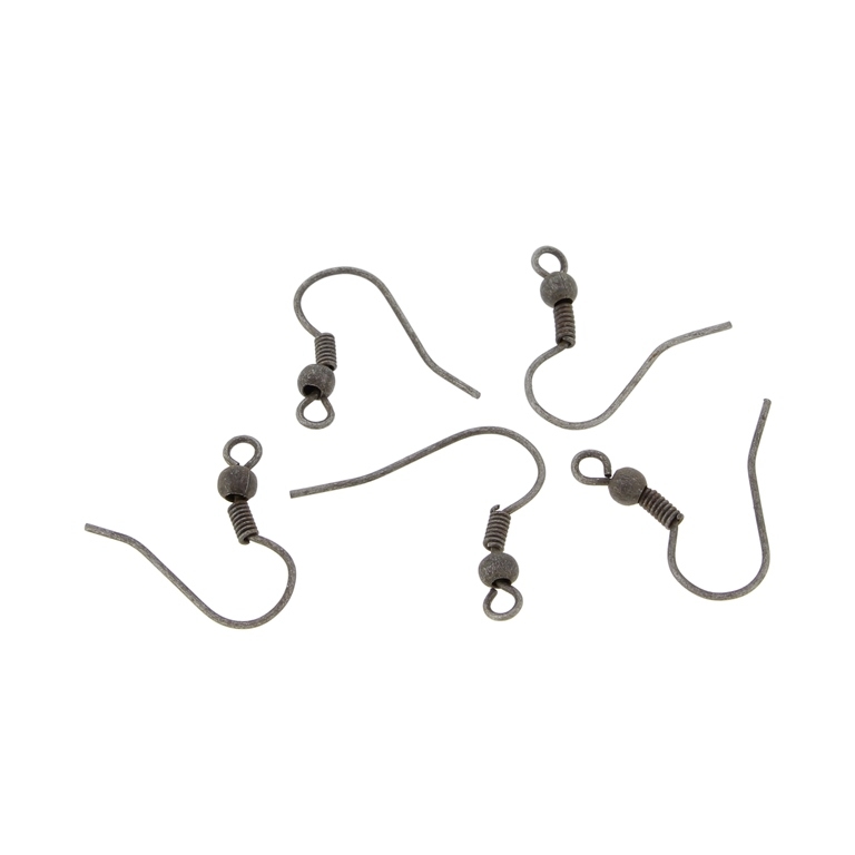 METAL ELEMENTS - EARRING FINDINGS - WIRE HOOK - 15x17x2mm GRAY - ПАКЕТ 1000pcs. Hole-2.2mm