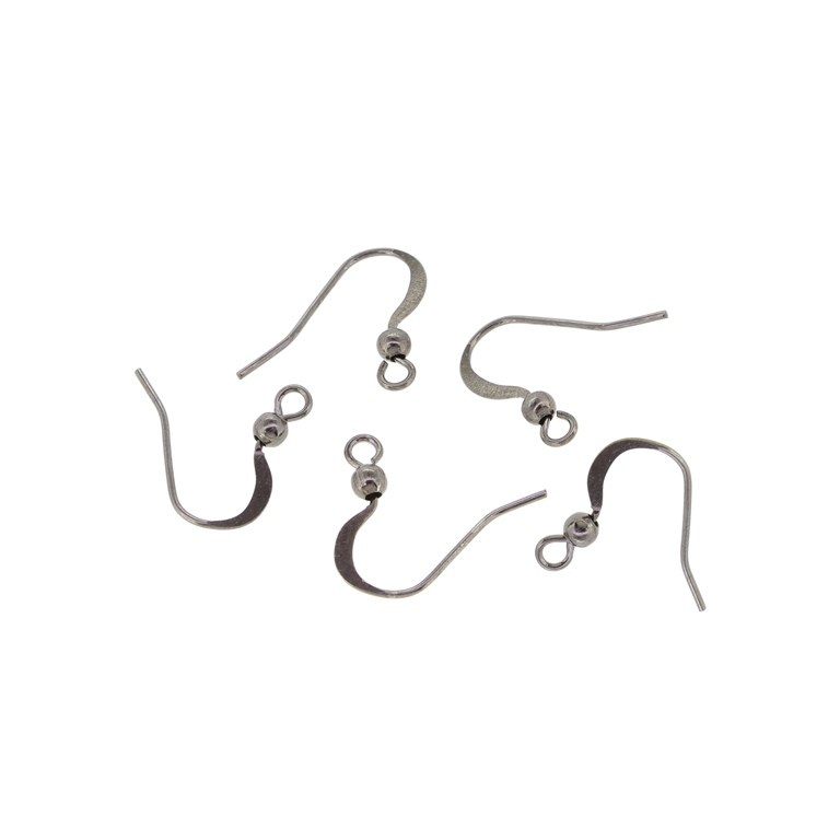 METAL ELEMENTS - EARRING FINDINGS - WIRE HOOK FLATTENED 03 - 16x18x2mm OXIDIZED - 100pcs. Hole-2.2mm