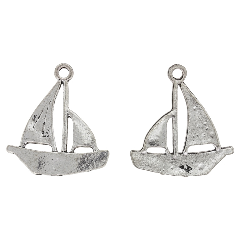 METAL BEADS - PENDANT - SAIL BOAT 05 - 35x39x1.6mm SILVER - SECOND-RATE - PACKAGE 20pcs. Hole-3.3mm