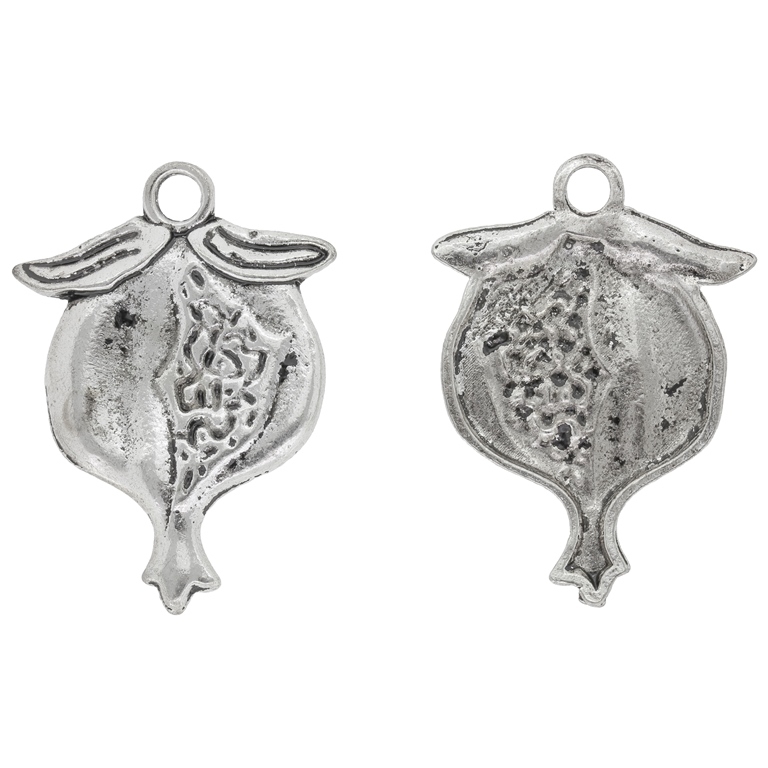 METAL BEADS - PENDANT - POMEGRANATE 01 - 27x37x2mm NICKEL - SECOND-RATE - PACKAGE 30pcs. Hole-3.5mm